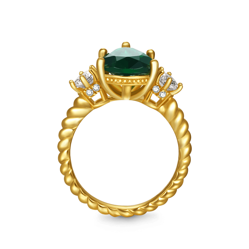 Pear-cut Emerald Three-stone Ring image number 1