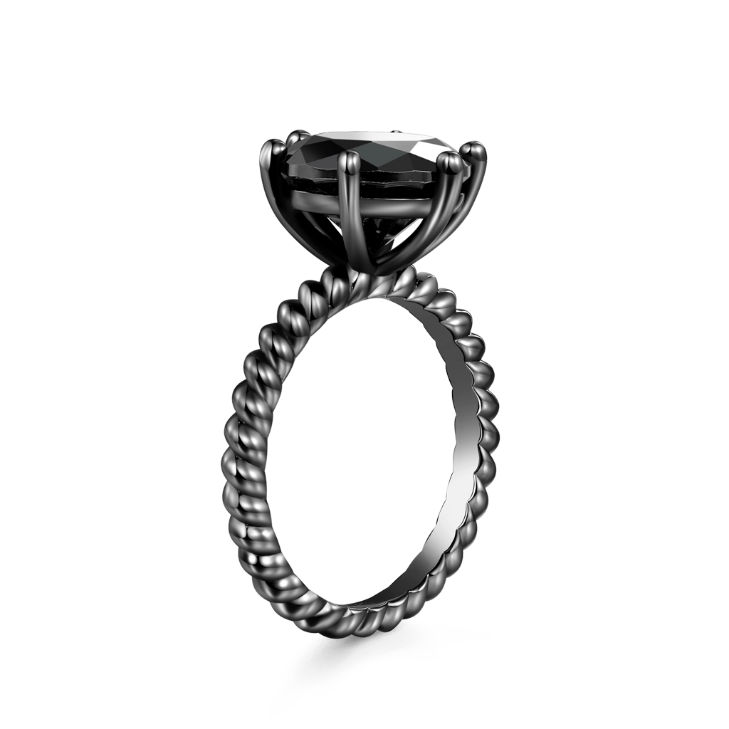 Black Solitaire Twisted Rope Ring image number 1