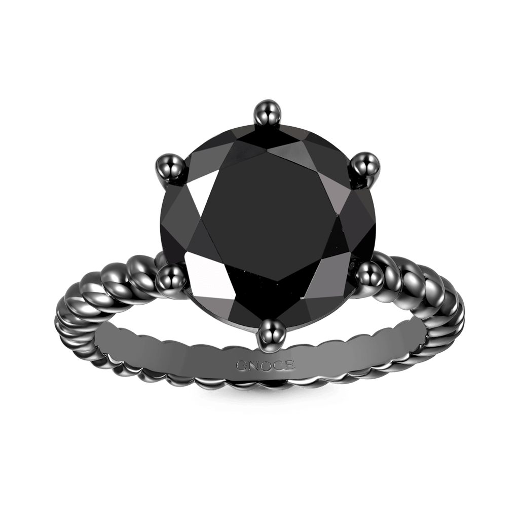 Black Solitaire Twisted Rope Ring image number 0