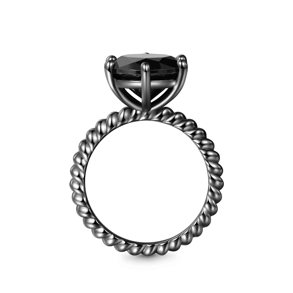 Black Solitaire Twisted Rope Ring image number 2