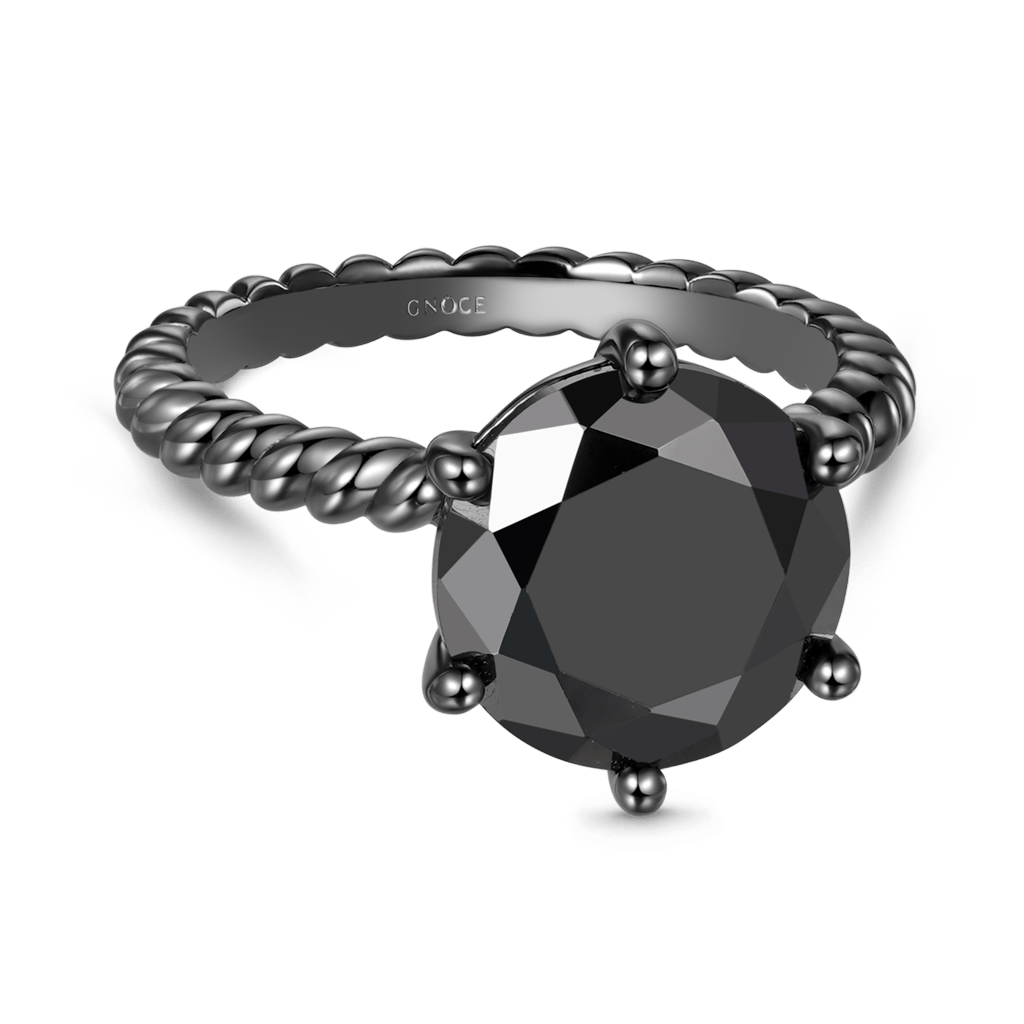 Black Solitaire Twisted Rope Ring image number 3