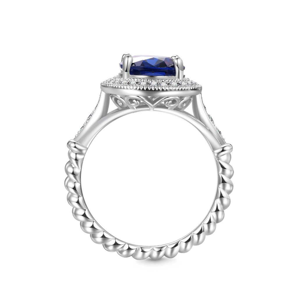 Oval Cathedral Halo Twist Cocktail Ring image number 3