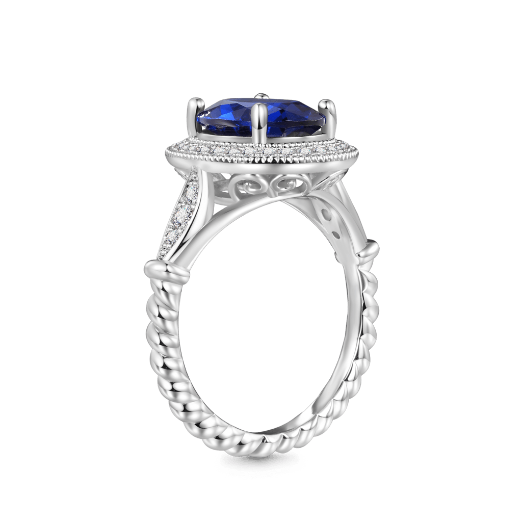 Oval Cathedral Halo Twist Cocktail Ring image number 1