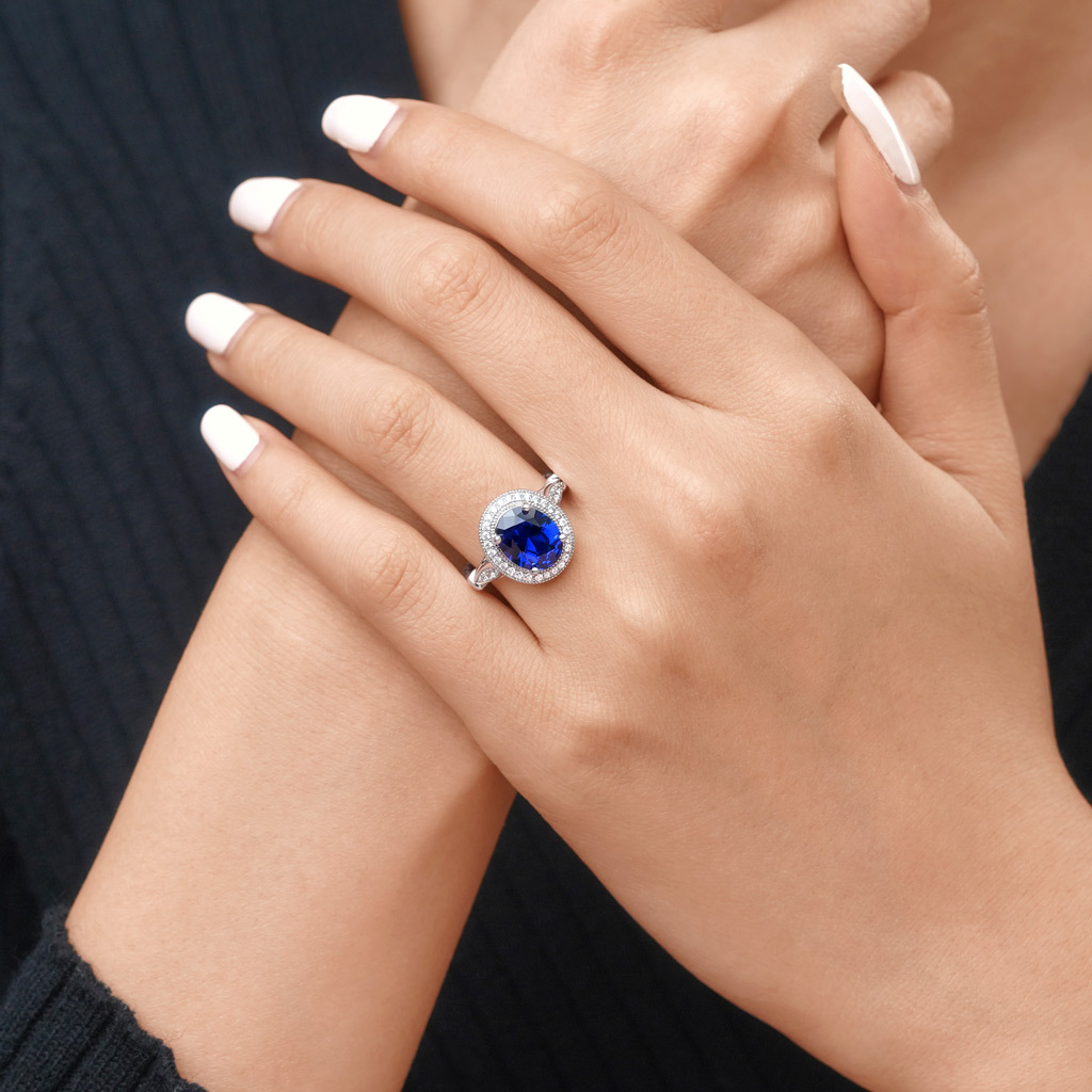 Oval Cathedral Halo Twist Cocktail Ring image number 5