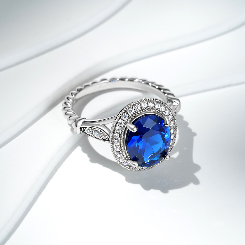 Oval Cathedral Halo Twist Cocktail Ring image number 4