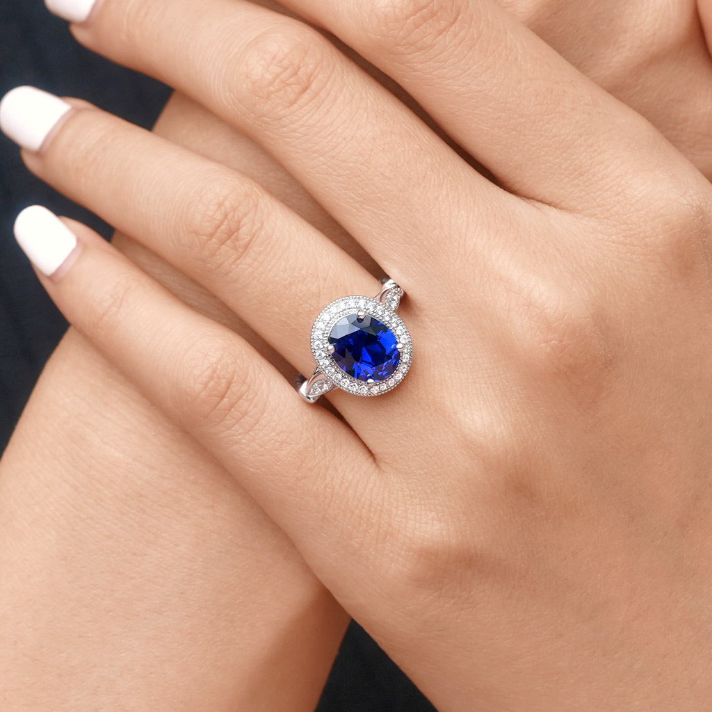 Oval Cathedral Halo Twist Cocktail Ring image number 6