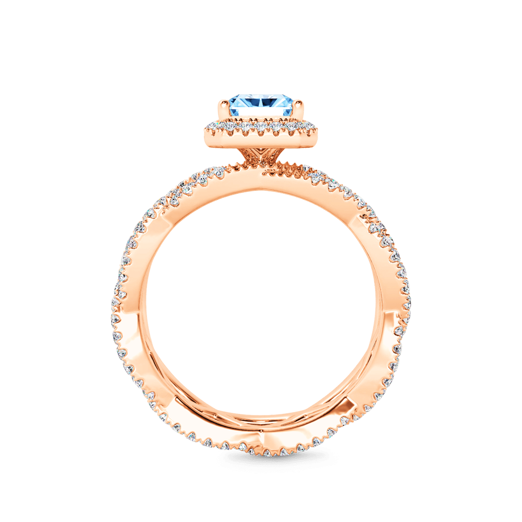 Radiant-cut Halo Crossover Ring image number 3