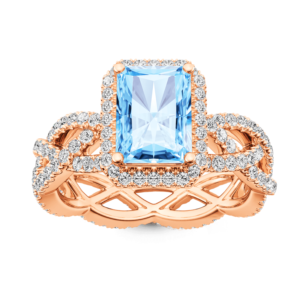 Radiant-cut Halo Crossover Ring image number 0