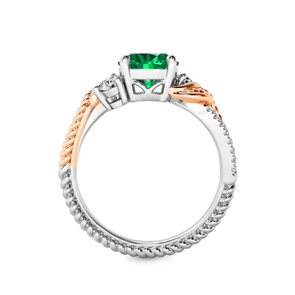 Two-tone Three Stone Twisting Ring image number 1