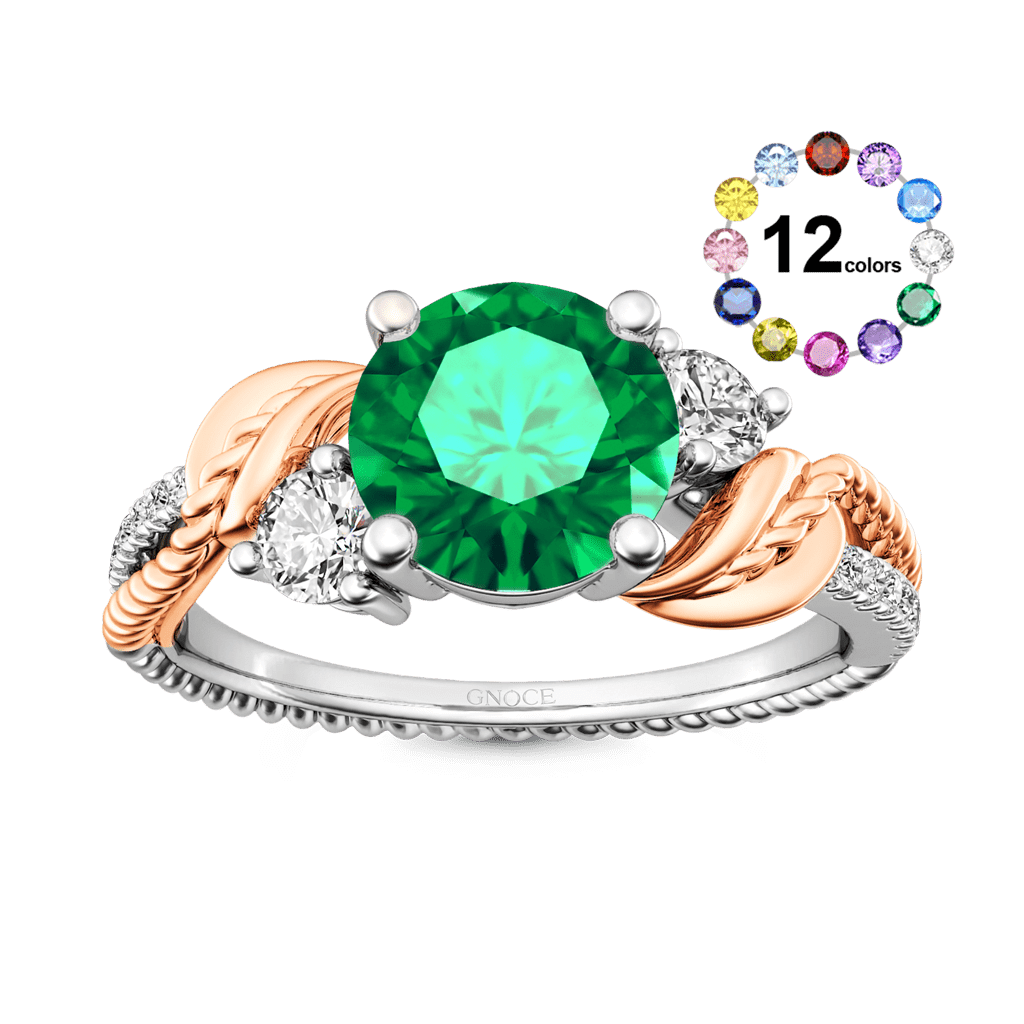 Two-tone Three Stone Twisting Ring image number 0