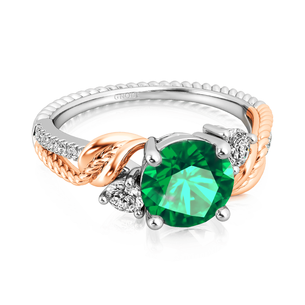 Two-tone Three Stone Twisting Ring image number 2