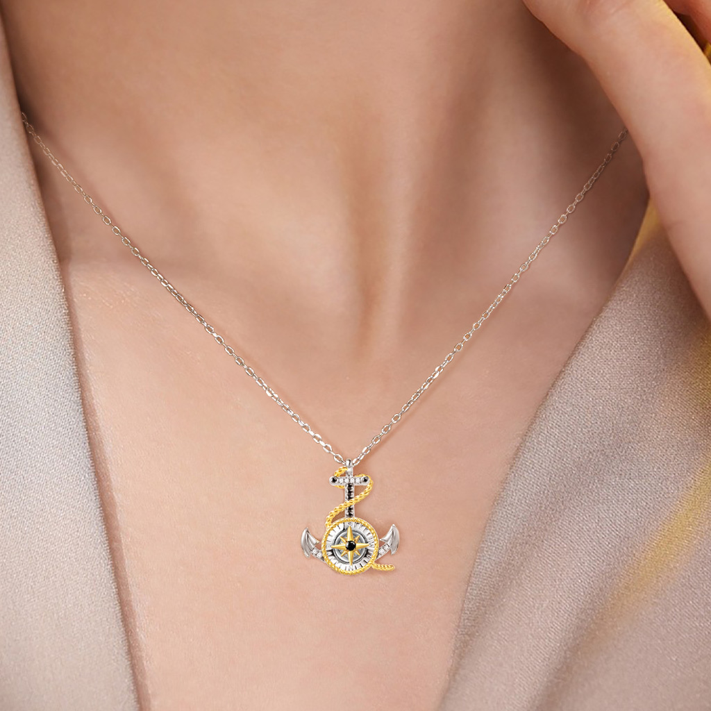 Anchor & Compass Twisted Rope Necklace image number 4