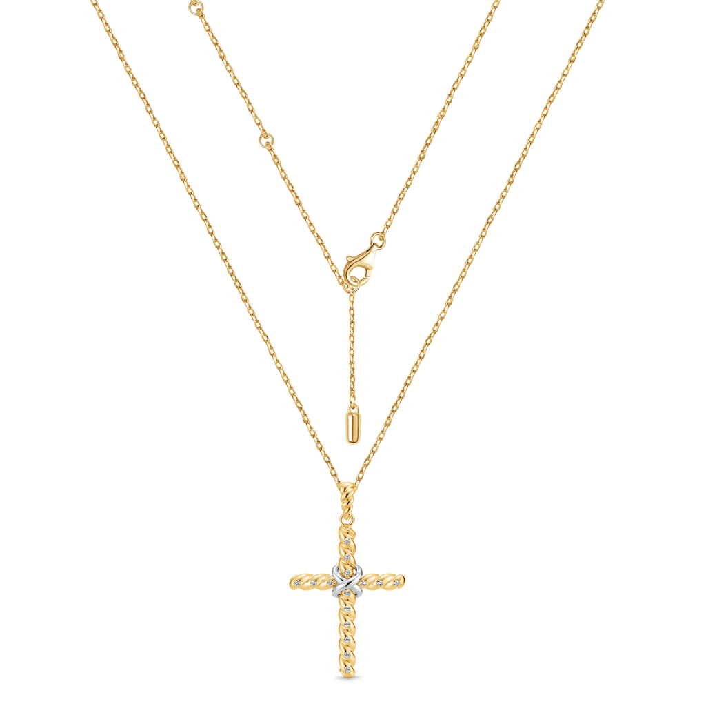 Twisted Rope Cross Necklace image number 1