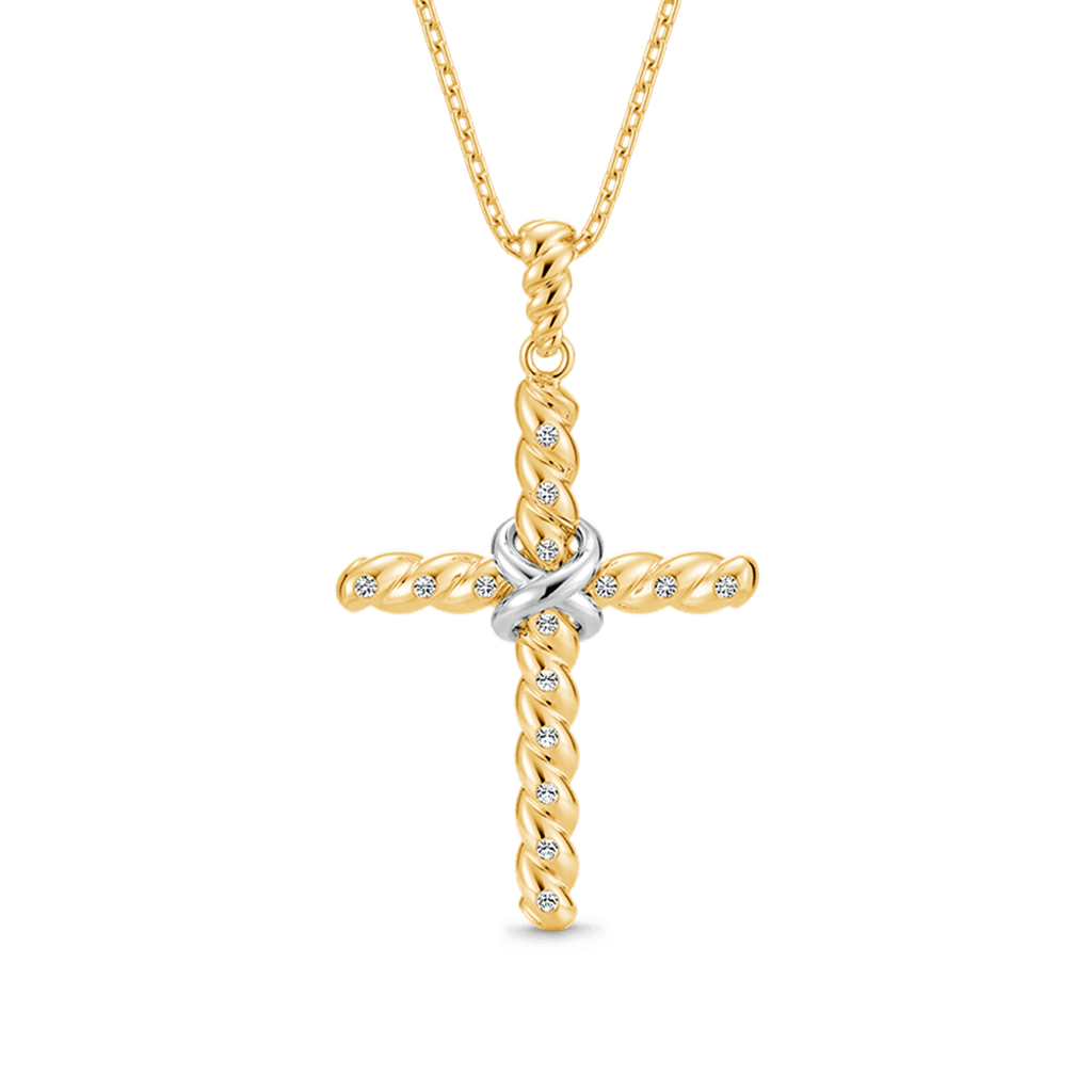 Twisted Rope Cross Necklace image number 0