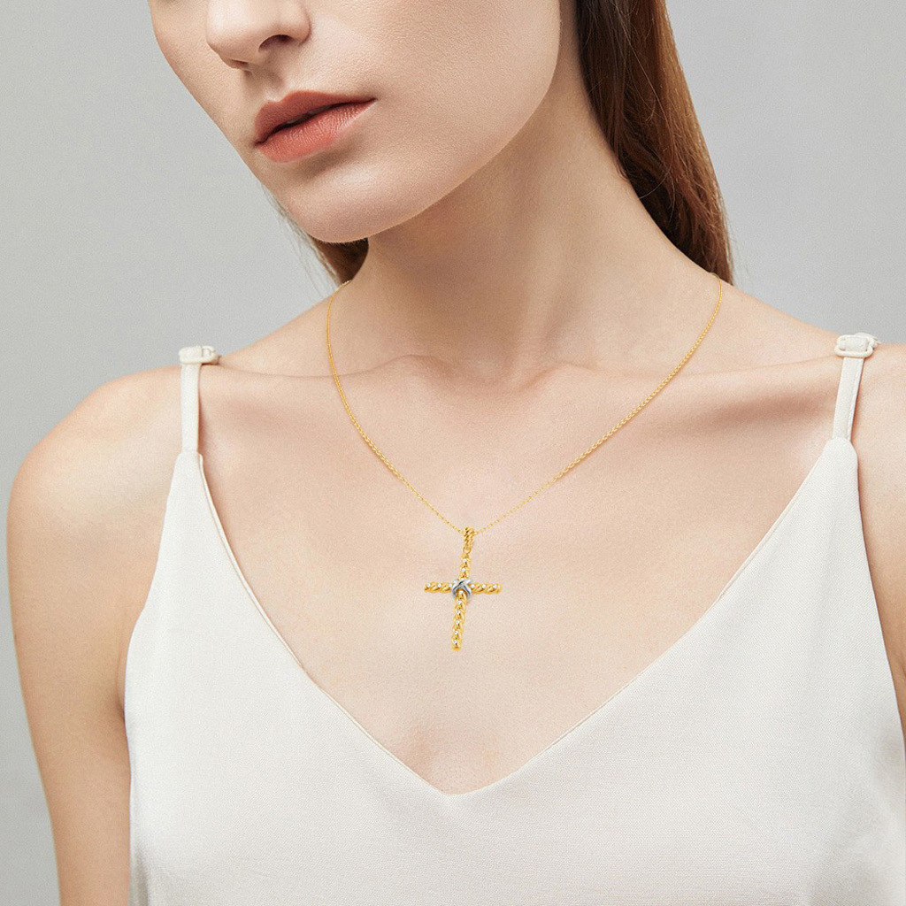 Twisted Rope Cross Necklace image number 5
