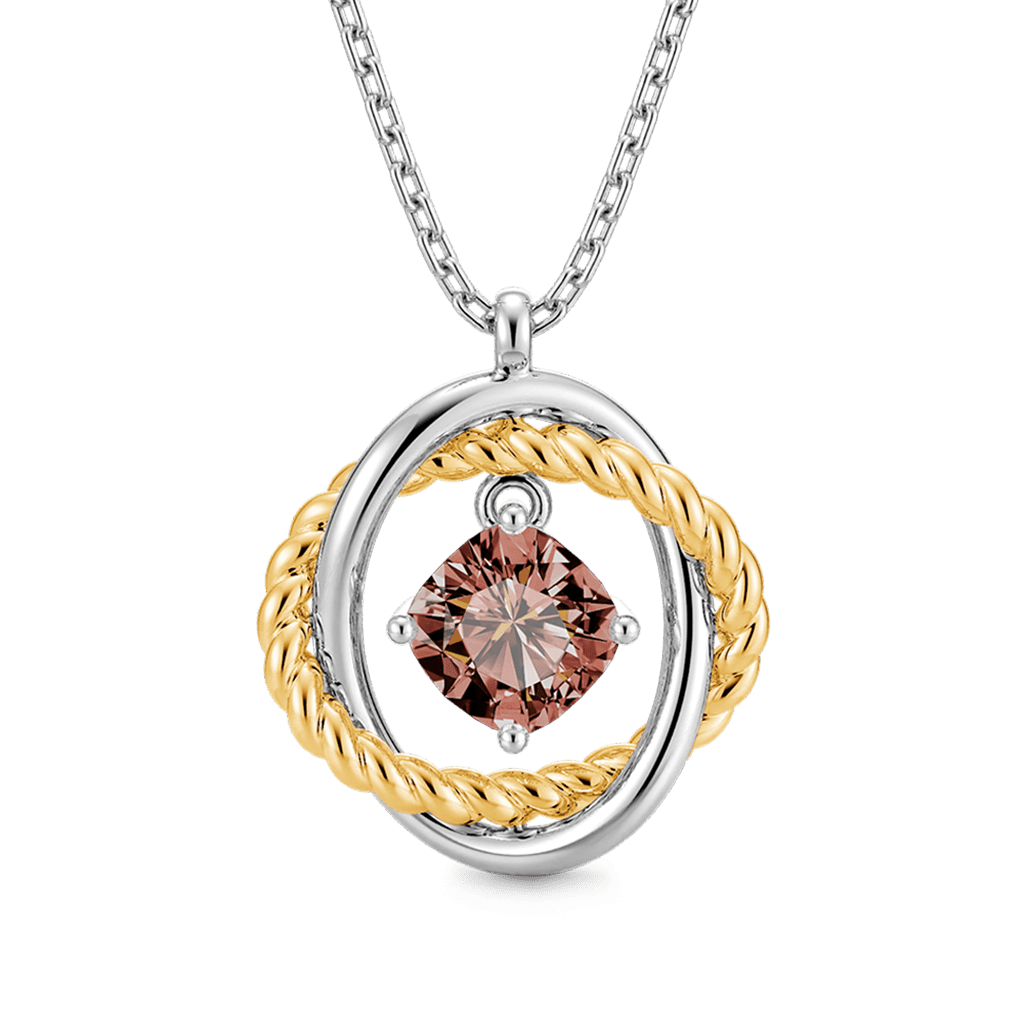 Brown Cushion Crossover Necklace image number 0