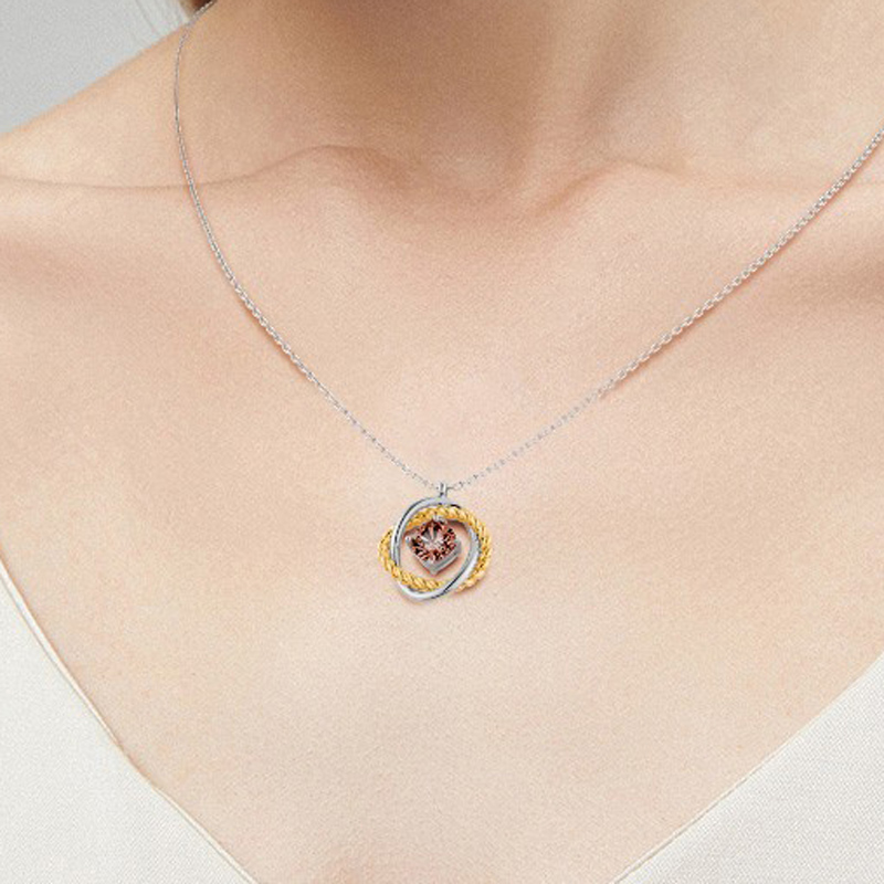Brown Cushion Crossover Necklace image number 6