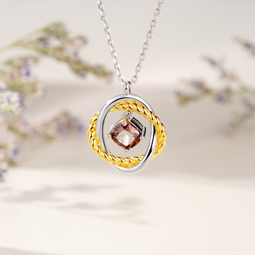 Brown Cushion Crossover Necklace image number 4