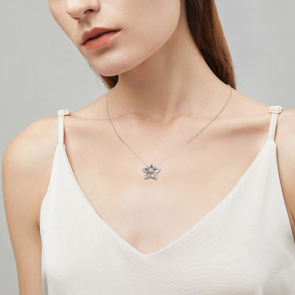 Shiny Five-pointed Star Necklace image number 4