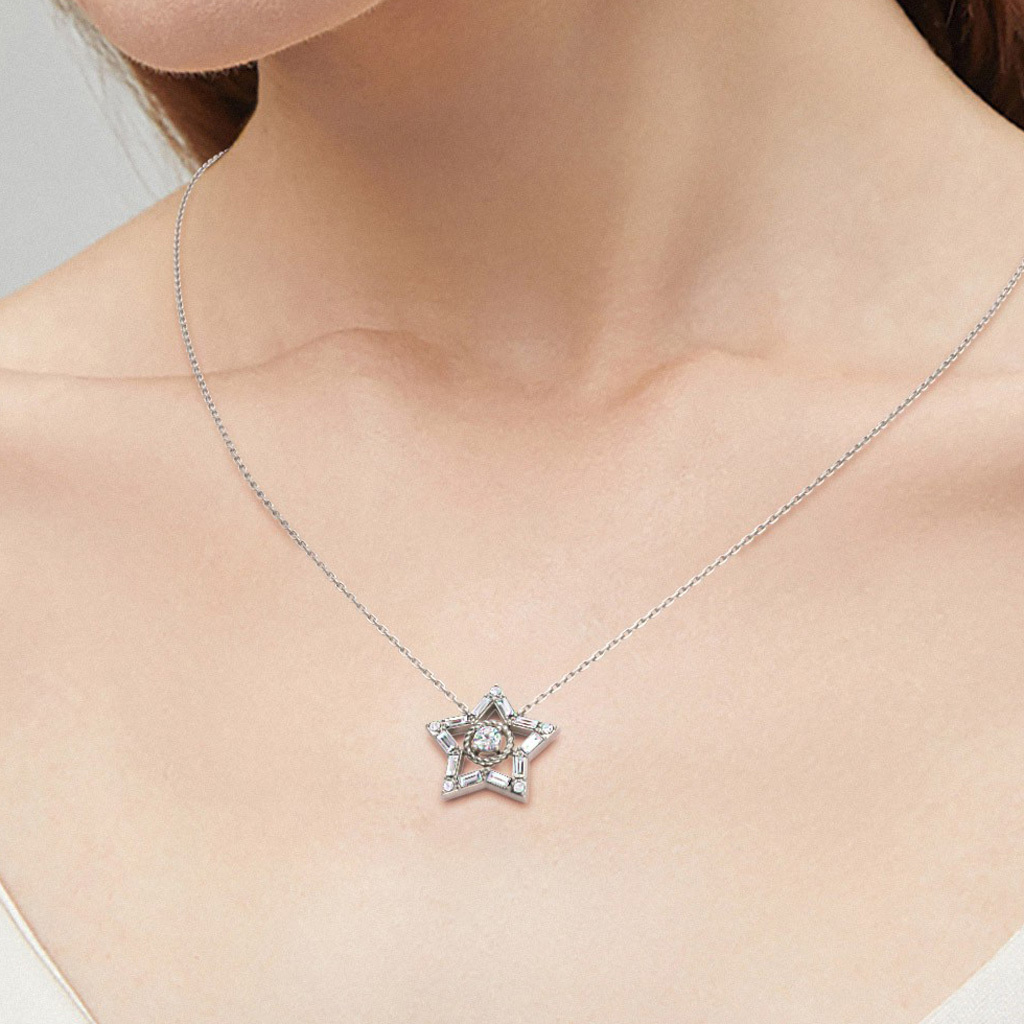 Shiny Five-pointed Star Necklace image number 5