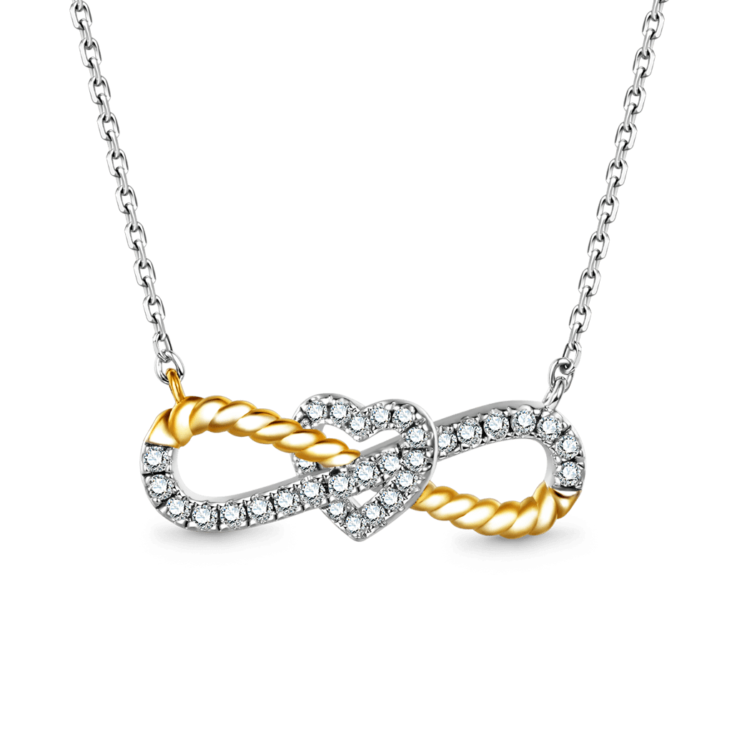 Two-tone Infinity & Heart Twisted Rope Necklace image number 0