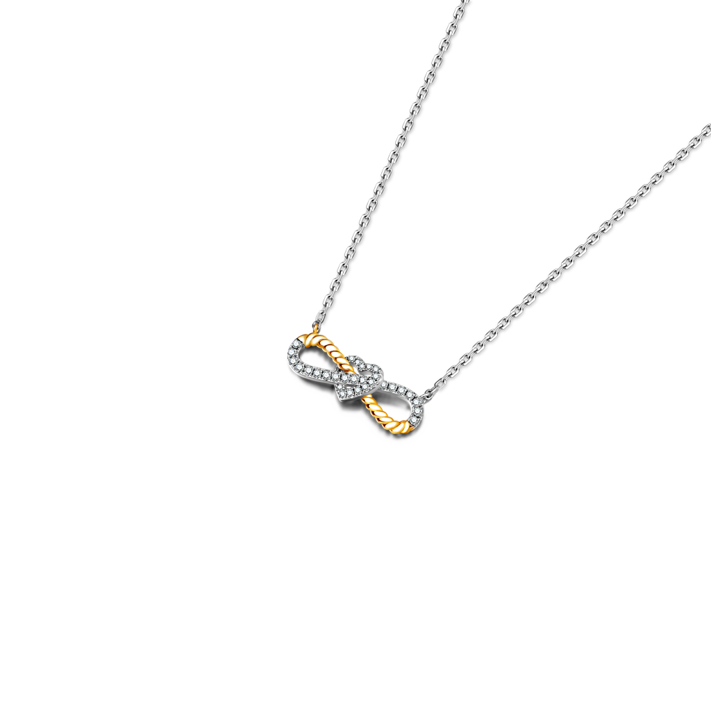 Two-tone Infinity & Heart Twisted Rope Necklace image number 1