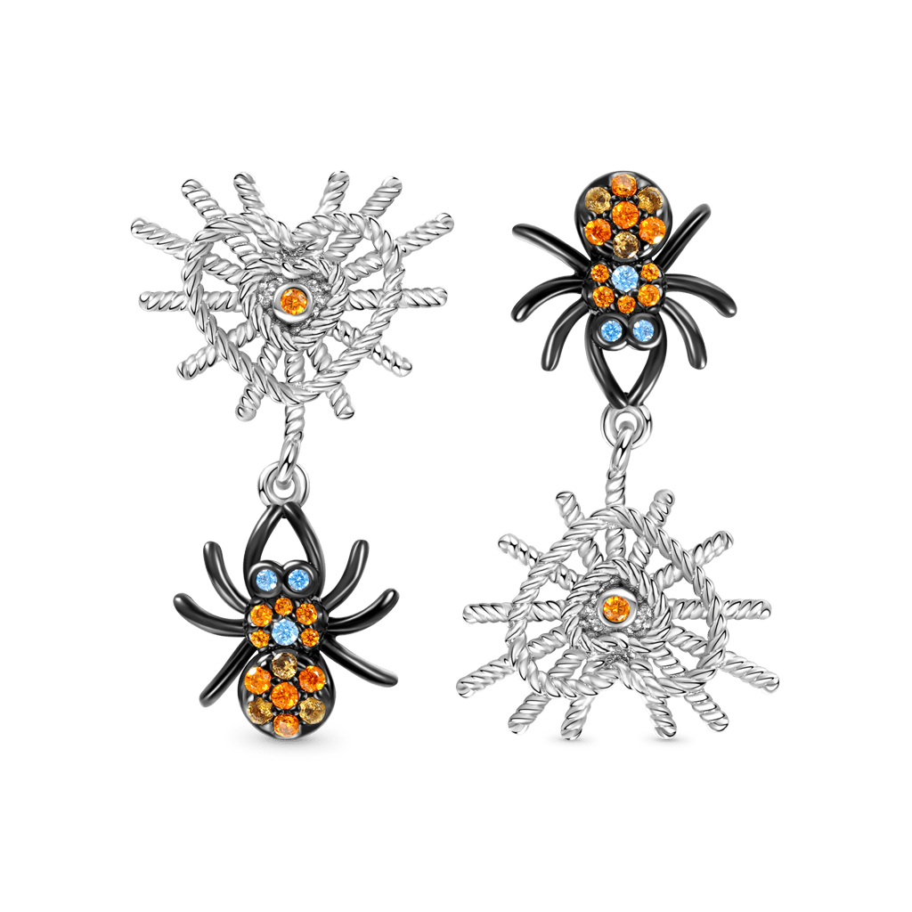 Spider & Heart Net Drop Earrings image number 0