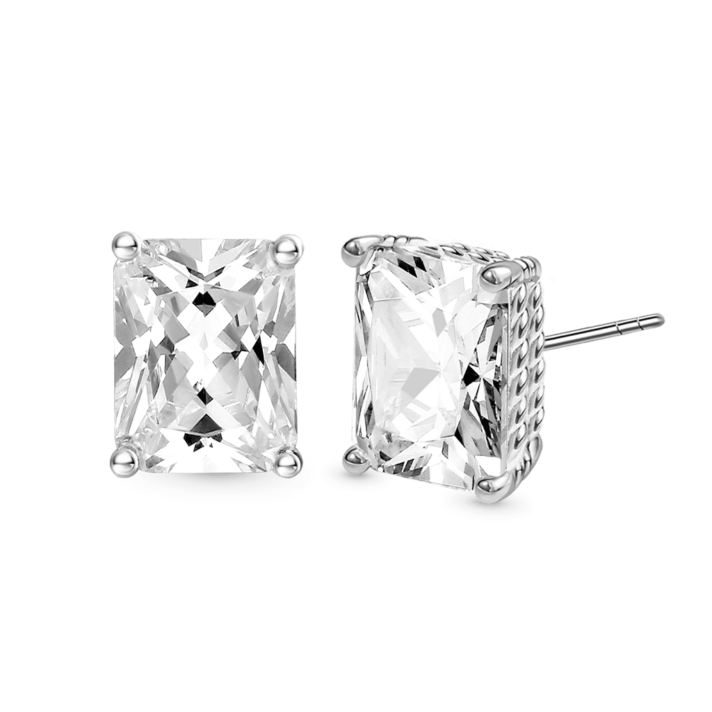Radiant Cut Twisted Rope Studs Earrings image number 0