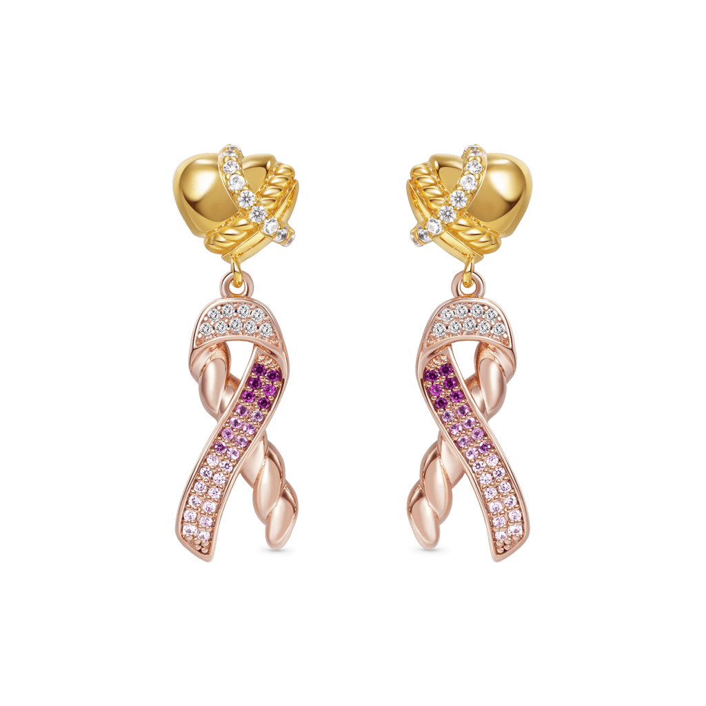 Love Heart & Ribbon Symbol Drop Earrings image number 0