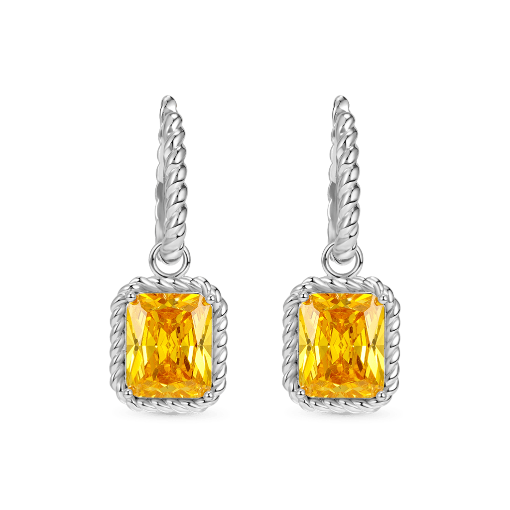 Citrine Radiant Cut Twisted Rope Earrings image number 1