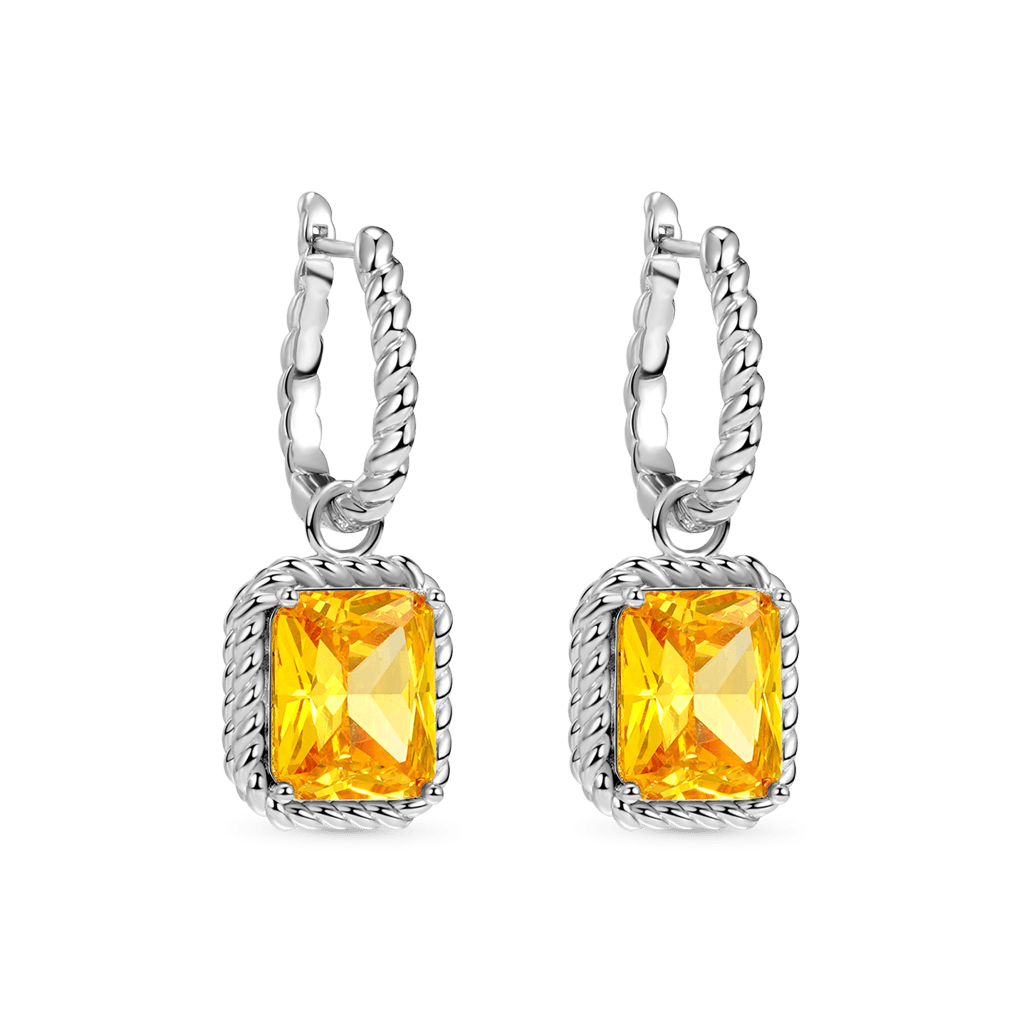 Citrine Radiant Cut Twisted Rope Earrings image number 0