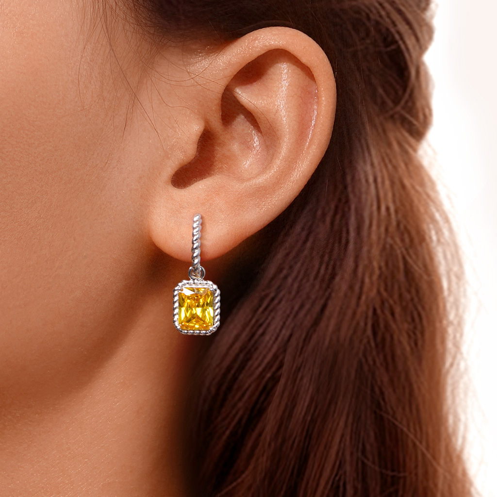 Citrine Radiant Cut Twisted Rope Earrings image number 4