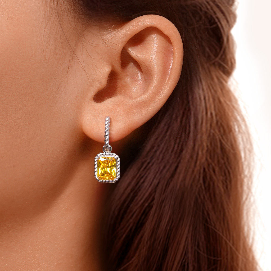 Citrine Radiant Cut Twisted Rope Earrings image number 4