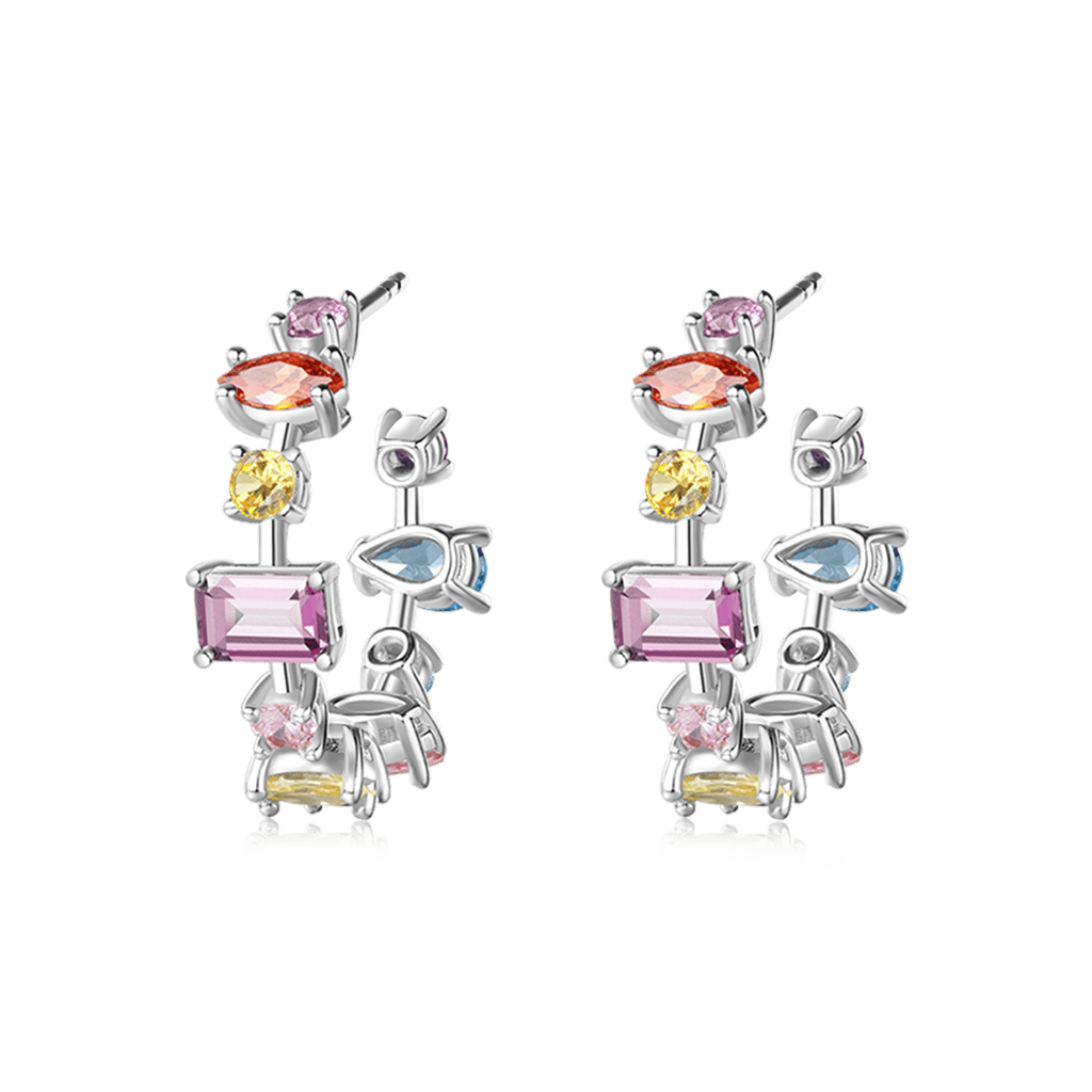 Mixed Cuts & Multicolored Hoop Earrings image number 0