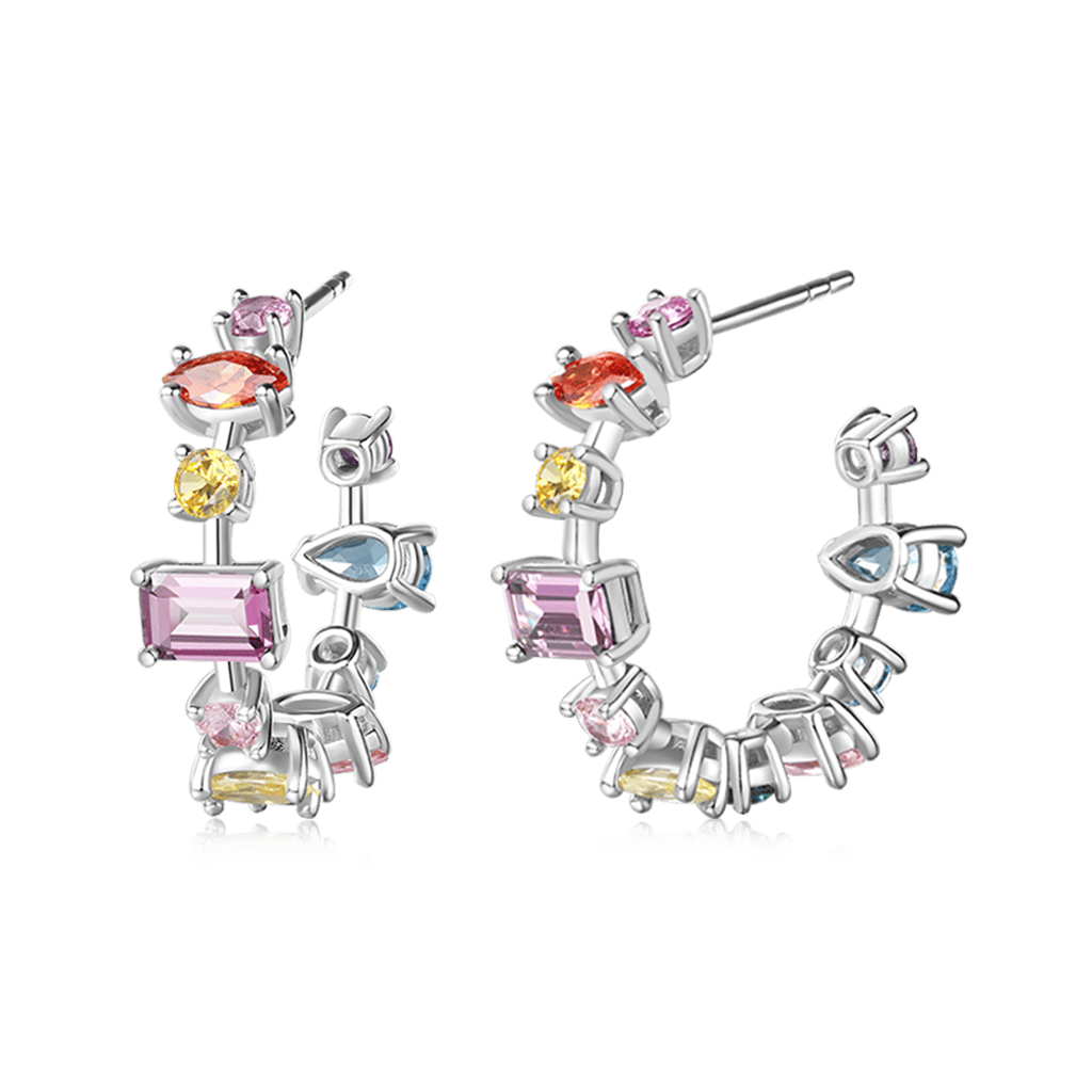 Mixed Cuts & Multicolored Hoop Earrings image number 1