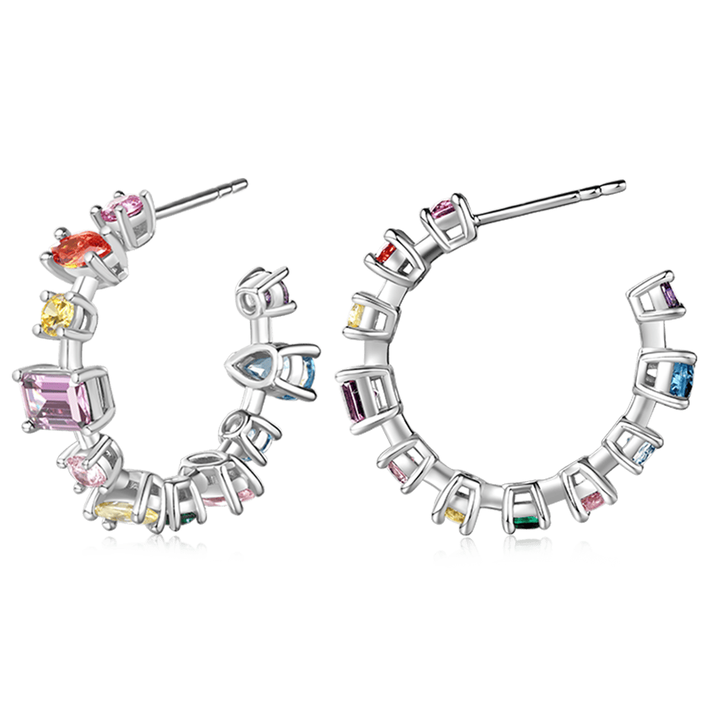 Mixed Cuts & Multicolored Hoop Earrings image number 2