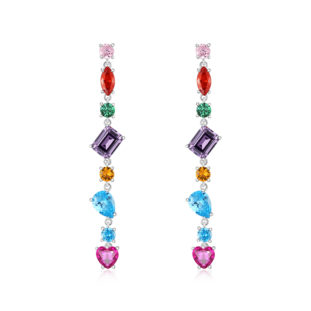 Mixed Multicolor Rainbow Drop Earrings image number 0