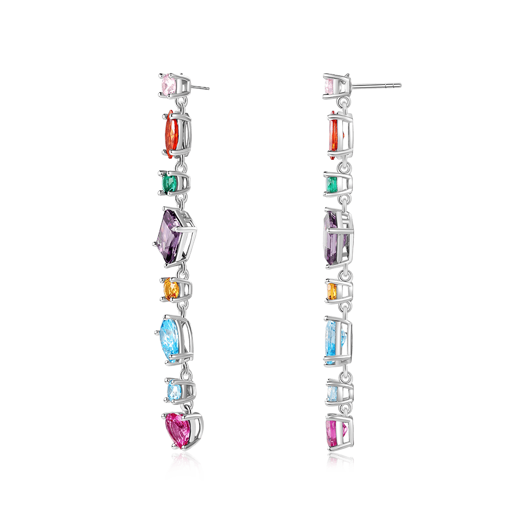 Mixed Multicolor Rainbow Drop Earrings image number 1