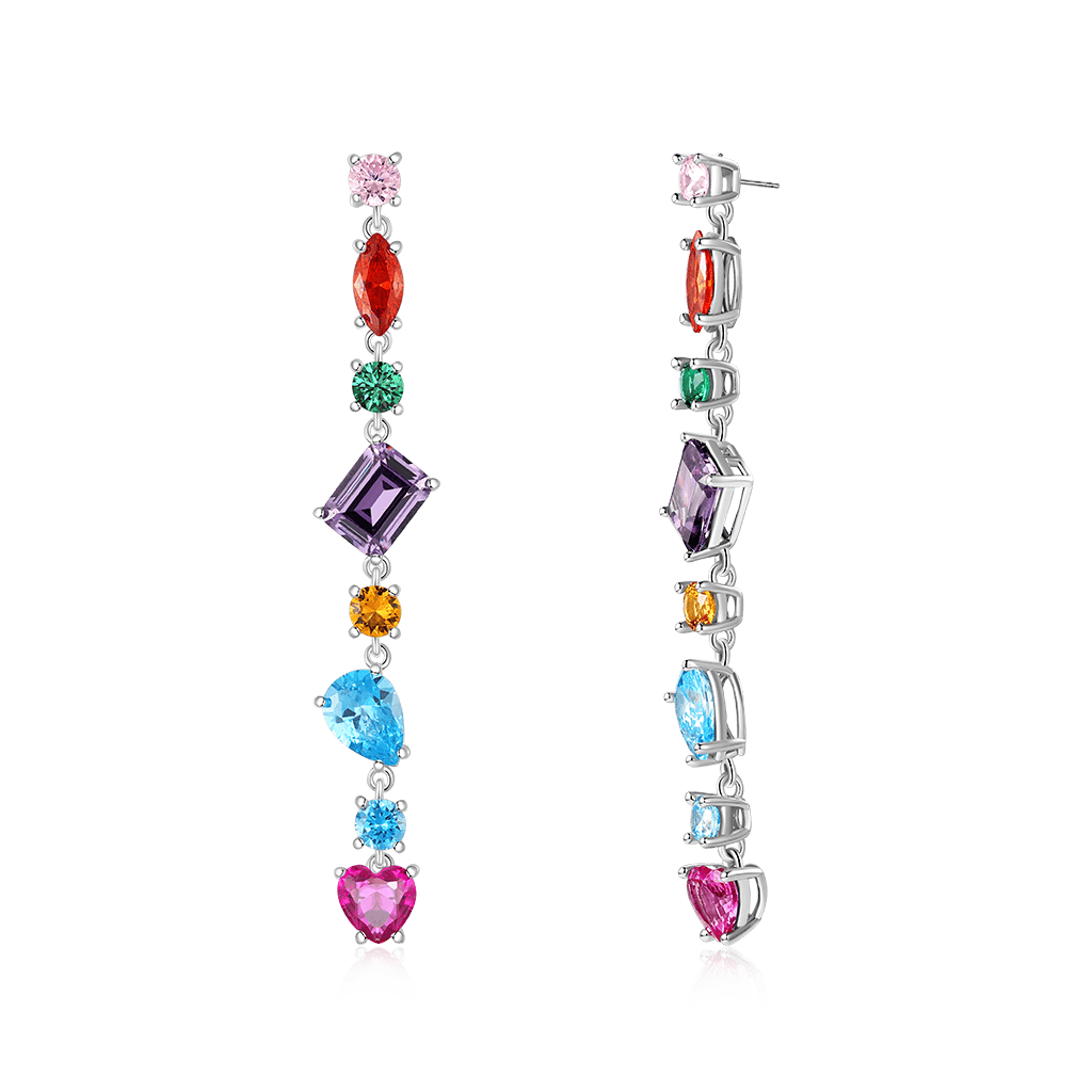 Mixed Multicolor Rainbow Drop Earrings image number 2