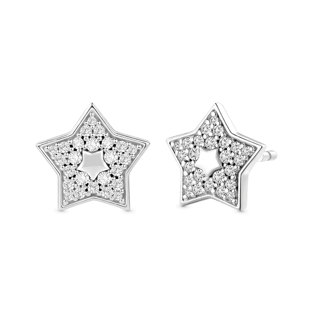 White Topaz Pave Star Stud Earrings image number 0