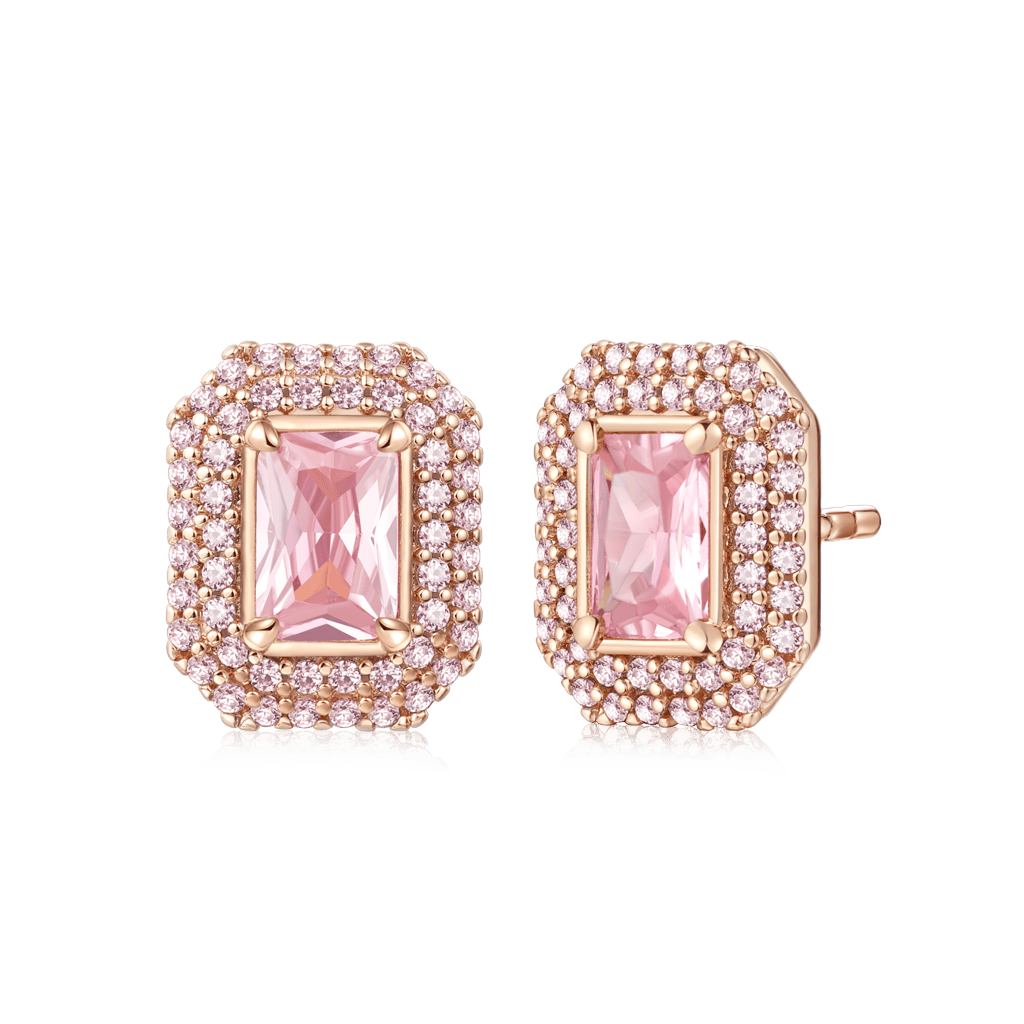 Pink Rose Gold Square Stud Earrings image number 0