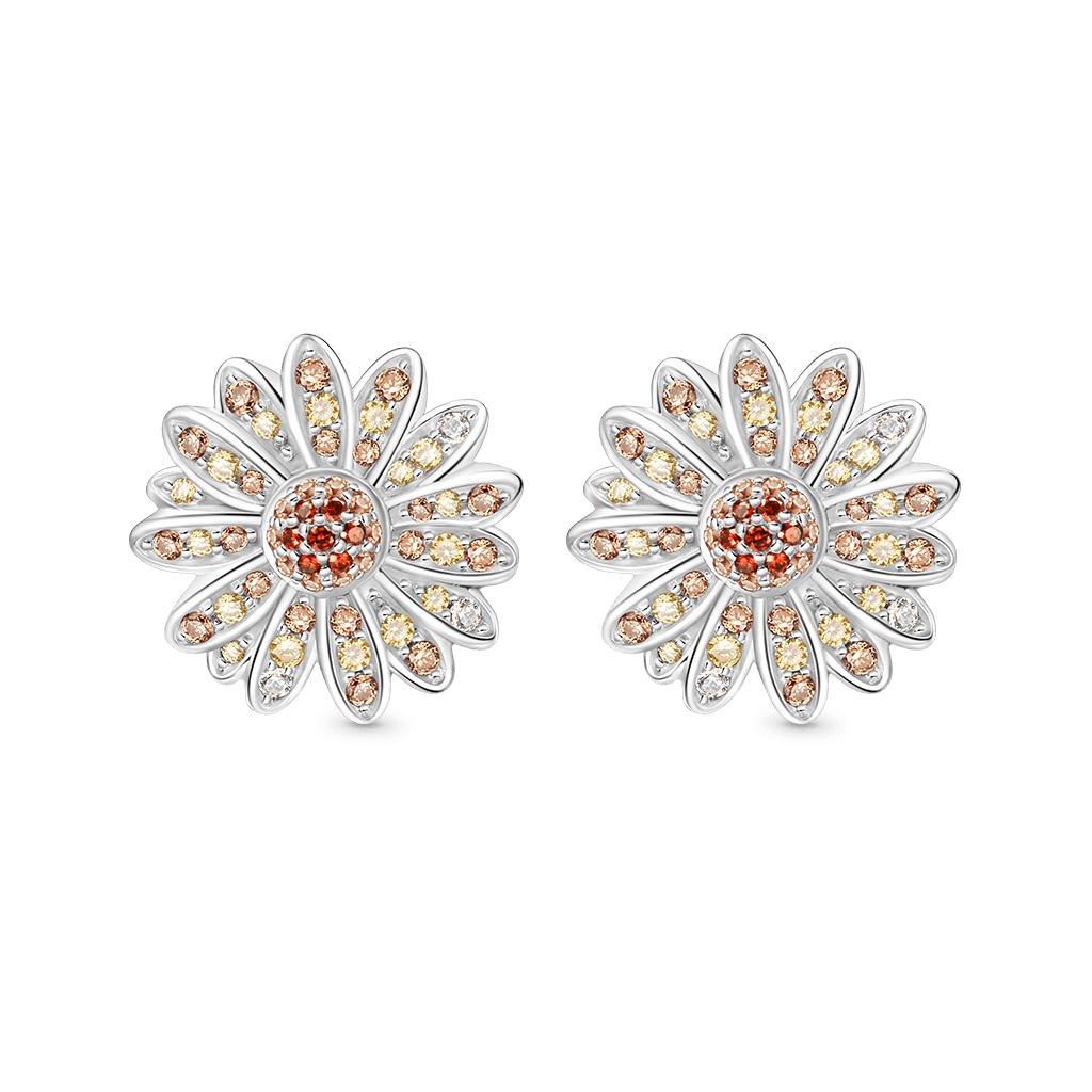 Yellow Citrine Daisy Stud Earrings image number 0