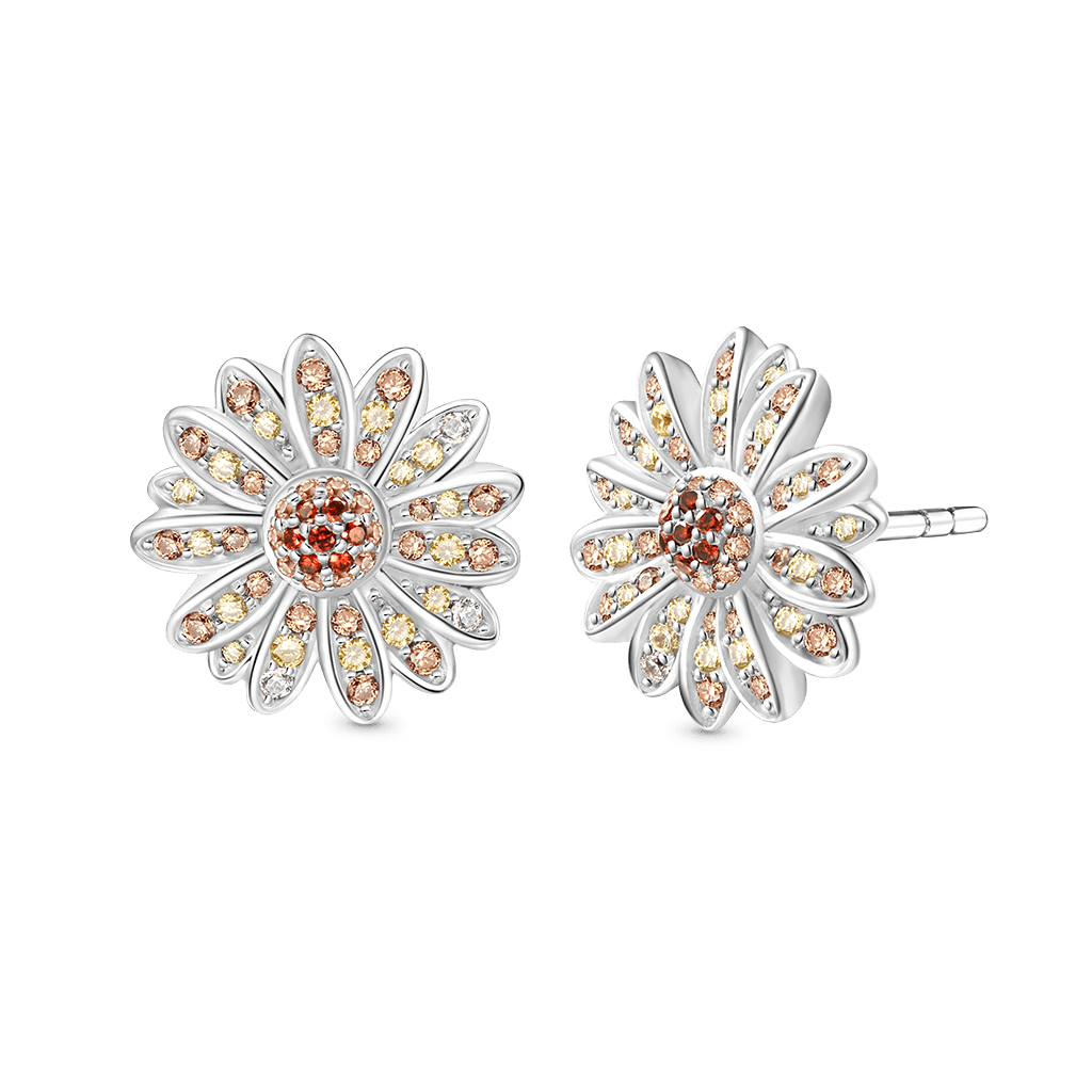 Yellow Citrine Daisy Stud Earrings image number 2