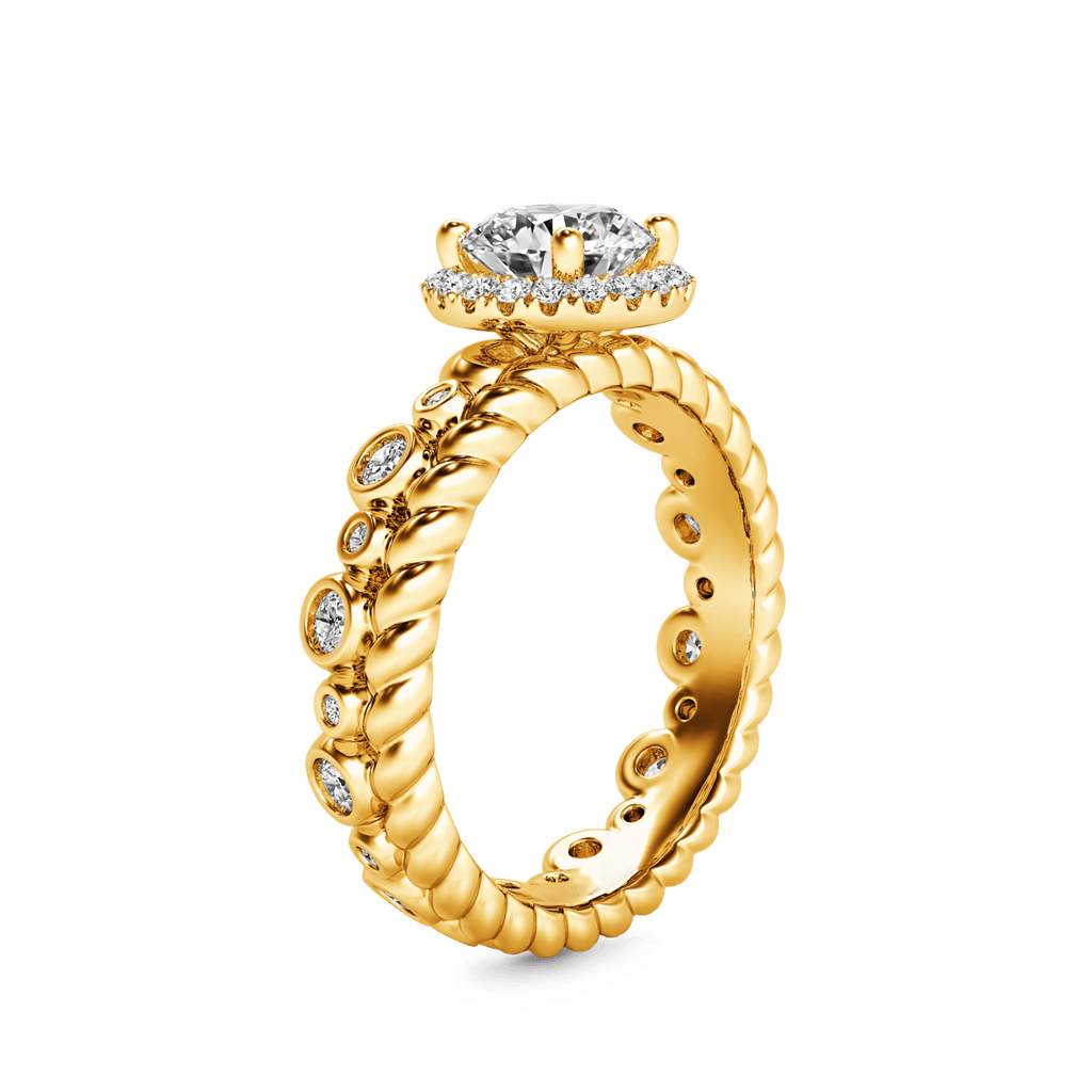 Round Cut Halo Crown Engagement Ring image number 3