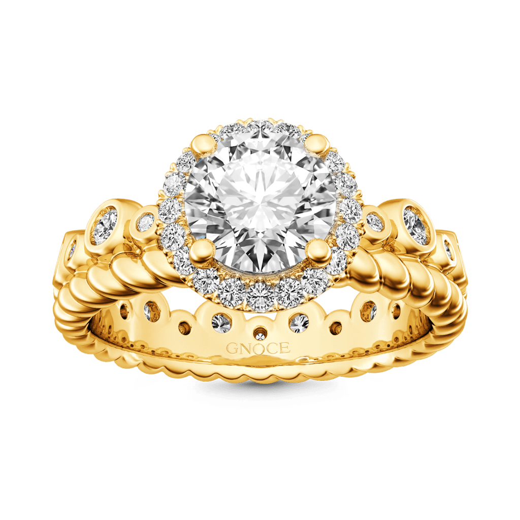 Round Cut Halo Crown Engagement Ring image number 0