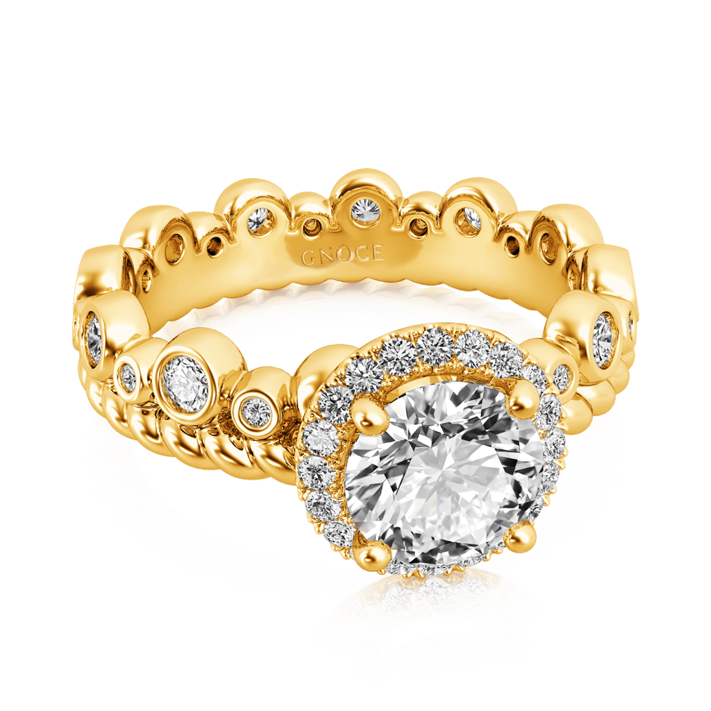 Round Cut Halo Crown Engagement Ring image number 2