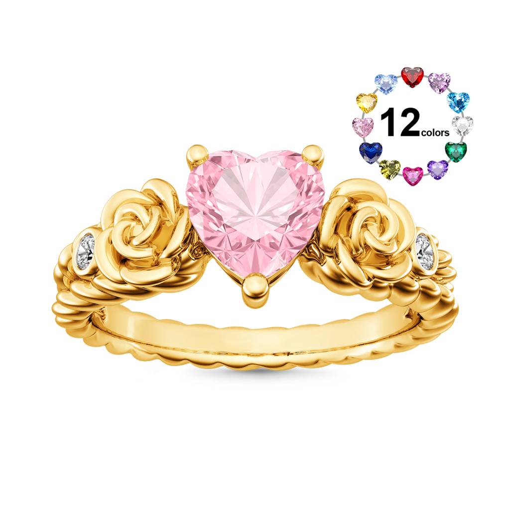 Heart Rose Flower Engagement Ring image number 0