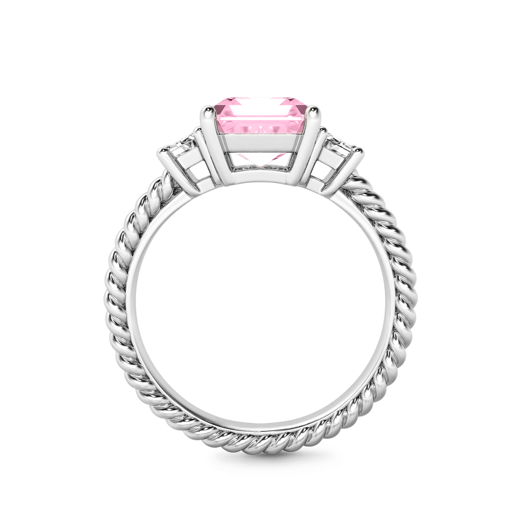 Emerald-cut Three Stone Ring image number 3