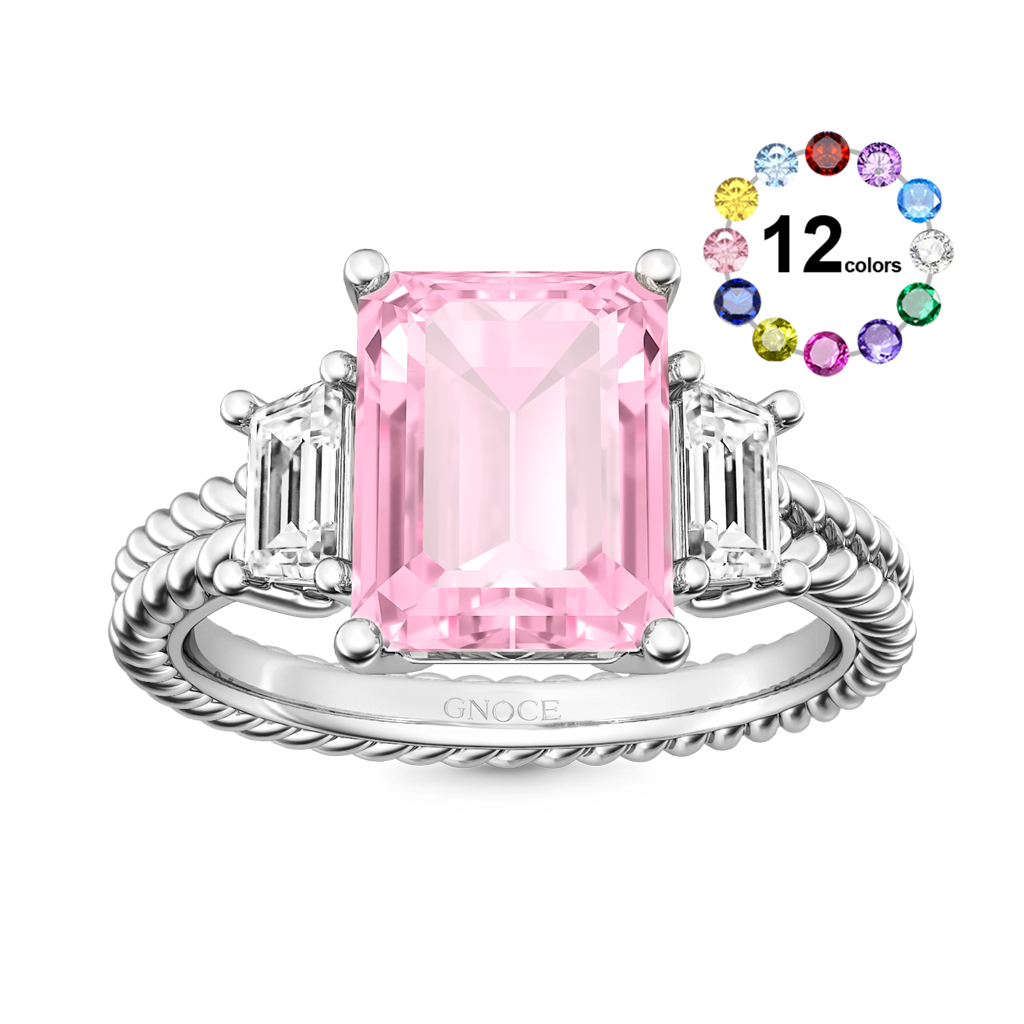 Emerald-cut Three Stone Ring image number 0
