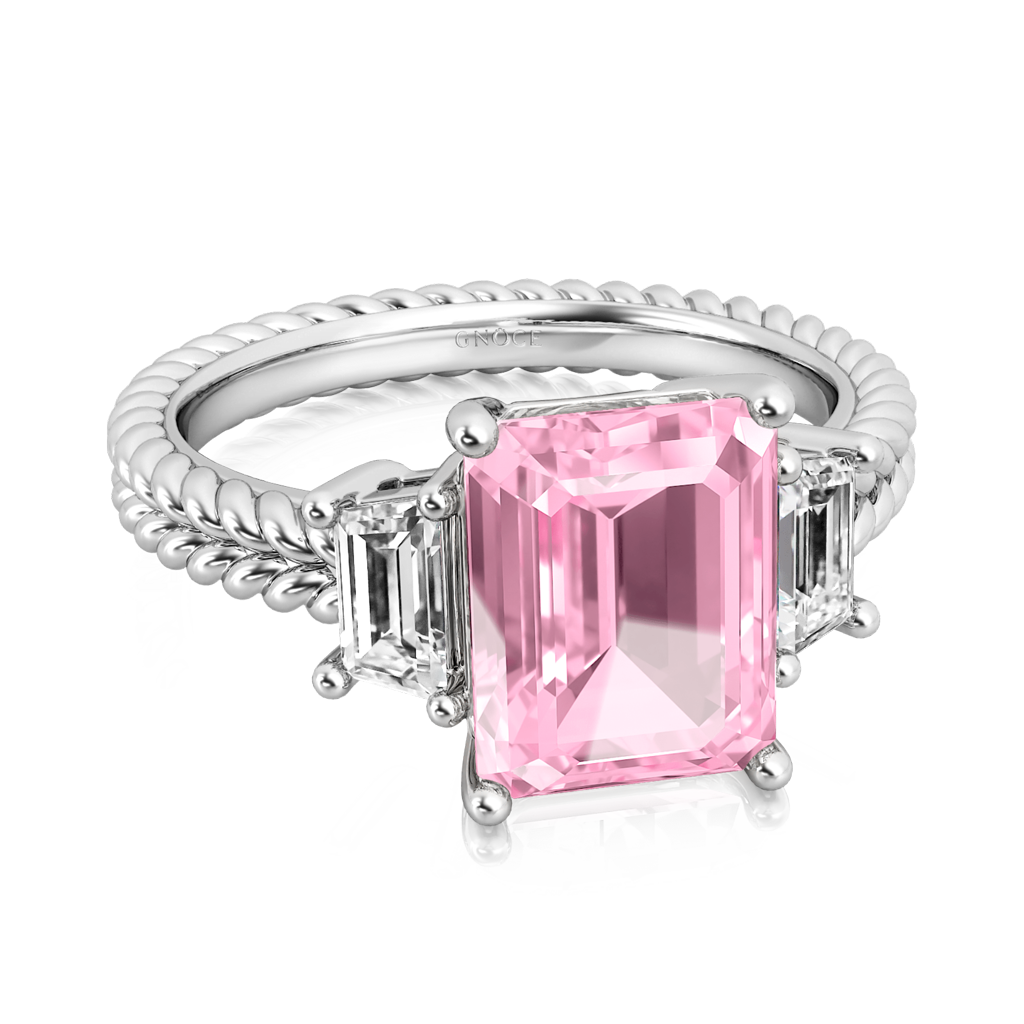 Emerald-cut Three Stone Ring image number 1